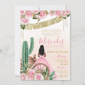 Invitation Charro rose Ouest Floral Beau Cactus Quince (Devant)