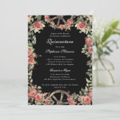 Invitation Charro rouge et noir Romantique Quinceañera (Debout devant)