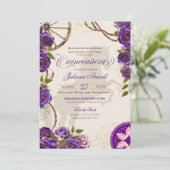 Invitation Charro violet Rose Ranch occidental Quinceanera (Debout devant)