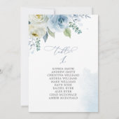 Invitation Chartre de table Fleurs Bleu Poussiéreux Numéro 1 (Dos)