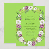 Invitation Chartreuse Améthyste Peinture de Mariage (Devant / Derrière)