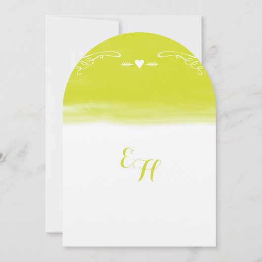 Invitation Chartreuse Chalkboard Elements Die Cut Mariage (Dos)