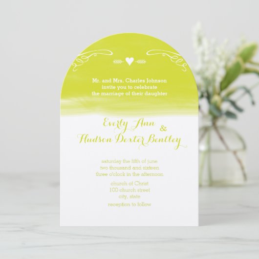 Invitation Chartreuse Chalkboard Elements Die Cut Mariage (Debout devant)