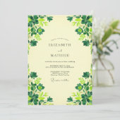 Invitation Chartreuse de beurre Mariage Trèfle Eucalyptus (Debout devant)