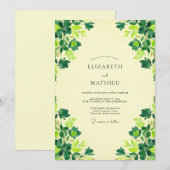 Invitation Chartreuse de beurre Mariage Trèfle Eucalyptus (Devant / Derrière)