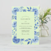 Invitation Chartreuse de Bleuet Pétales de Mariage (Debout devant)