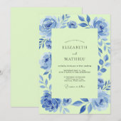 Invitation Chartreuse de Bleuet Pétales de Mariage (Devant / Derrière)