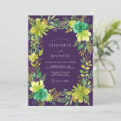 Invitation Chartreuse de mariage au feuillage de eucalyptus p (Debout devant)