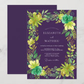 Invitation Chartreuse de mariage au feuillage de eucalyptus p (Devant / Derrière)