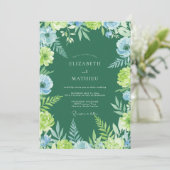 Invitation Chartreuse feuillage azur Eucalyptus Mariage (Debout devant)