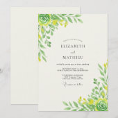 Invitation Chartreuse Feuille de Mariage Feuillu (Devant / Derrière)