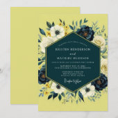 Invitation Chartreuse Fleurs Mariage Impressionniste (Devant / Derrière)