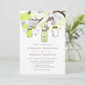 Invitation Chartreuse Green Hanging Mason Jars Mariage (Debout devant)