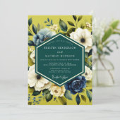 Invitation Chartreuse Indigo Bloom Wedding (Debout devant)