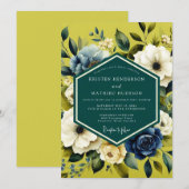 Invitation Chartreuse Indigo Bloom Wedding (Devant / Derrière)