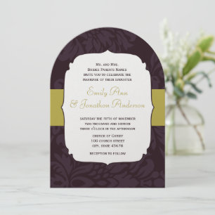 Invitation Chartreuse Mariage damassé moderne