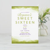 Invitation Chartreuse Vert Aquarelle Chic Douce Fête 16 Ans (Debout devant)