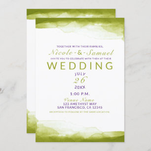 Invitation Chartreuse Vert Aquarelle Chic Mariage moderne