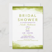 Invitation Chartreuse Vert Aquarelle Fête des mariées chic (Devant)