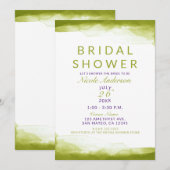 Invitation Chartreuse Vert Aquarelle Fête des mariées chic (Devant / Derrière)