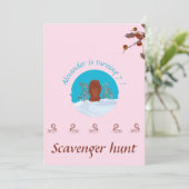 Invitation Chasse à l'homme drôle écureuil creusant sur rose (Debout devant)