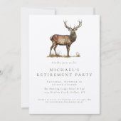 Invitation Chasse au Cerf Party de Retraite Élégant Rustique (Devant)