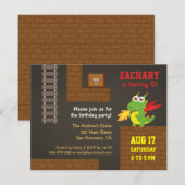 Invitation Chasse au trésor, dragon, fête d'anniversaire du j (Devant / Derrière)