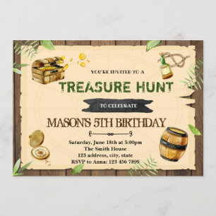 Invitation Chasse au trésor fête d'anniversaire