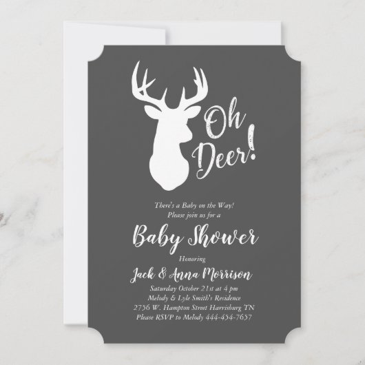 Invitation Chasse aux cerfs Lodge Baby shower Antlers (Devant)