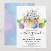 Invitation Chasse aux œufs à l'aquarelle de Pâques  (Devant / Derrière)