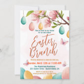 Invitation Chasse aux œufs à l'aquarelle florale élégante et  (Devant)