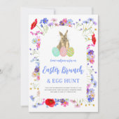Invitation Chasse aux œufs de brunch de Pâques Aquarelle Lapi (Devant)