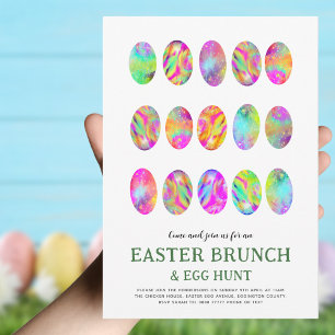Invitation Chasse aux œufs de brunch de Pâques aquarelle mode