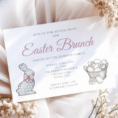 Invitation Chasse aux oeufs de Brunch de Pâques rose mignonne