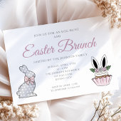 Invitation Chasse aux oeufs de Brunch de Pâques rose pâle