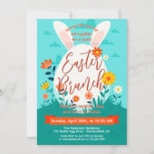 Invitation Chasse aux œufs de lapin aquarelle mignonne et bru (Devant)