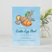 Invitation Chasse aux oeufs de lapin de fusées (Debout devant)