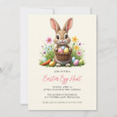 Invitation Chasse aux oeufs de lapin de lapin de lapin de Pâq (Devant)