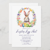 Invitation Chasse aux oeufs de lapin de Pâques (Devant / Derrière)