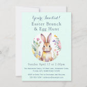 Invitation Chasse aux oeufs de lapin de Pâques et Brunch (Devant)