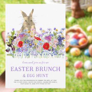 Invitation Chasse aux oeufs de lapin de Pâques et Brunch Flor