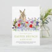 Invitation Chasse aux oeufs de lapin de Pâques et Brunch Flor (Debout devant)