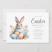 Invitation Chasse aux oeufs de lapin mignonne et Brunch de Pâ (Devant)