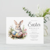 Invitation Chasse Aux Oeufs De Lapin Moderne Et Brunch De Pâq (Debout devant)