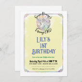 Invitation Chasse aux oeufs de mangeur Aquarelle jaune 1er an (Devant / Derrière)