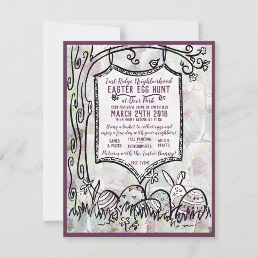 Invitation Chasse aux oeufs de Pâques (Devant)