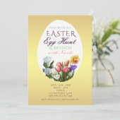 Invitation Chasse aux œufs de Pâques à la floraison printaniè (Debout devant)