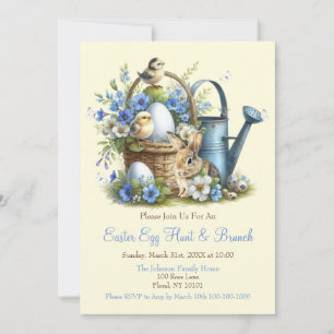 Invitation Chasse aux œufs de Pâques à l'aquarelle et brunch
