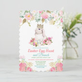 Invitation Chasse aux oeufs de Pâques Aquarelle florale Invit (Debout devant)