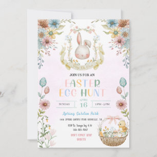 Invitation Chasse aux œufs de Pâques au lapin de Pâques paste